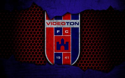 Videoton, 4k, logo, NB I, Hungarian Liga, soccer, football club, Hungary, grunge, metal texture, Videoton FC