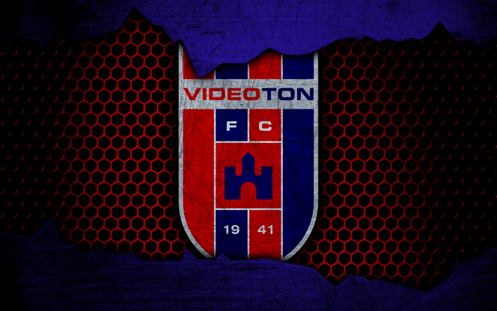 Videoton, 4k, logo, NB I, Hungarian Liga, soccer, football club, Hungary, grunge, metal texture, Videoton FC