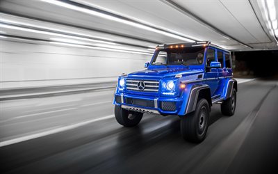 Gelendvagen, 4k, Mercedes-Benz G550, 2017 cars, SUVs, tuning, blue Gelendvagen, Mercedes