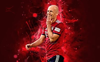 Arjen Robben, dutch footballers, Bayern Munich FC, Germany, soccer, Robben, Bundesliga, neon lights