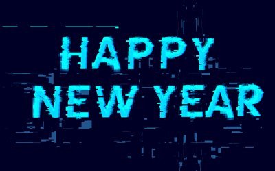 Happy New Year, creative art, blue digital numbers, error style, screen, New Year, concepts