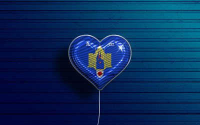 I Love Montpellier, 4k, realistic balloons, blue wooden background, Day of Montpellier, french cities, flag of Montpellier, France, balloon with flag, Montpellier flag, Montpellier