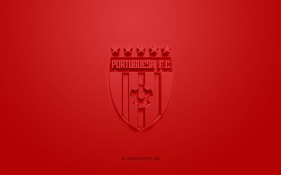Portuguesa FC, creative 3D logo, red background, Venezuelan football team, Venezuelan Primera Division, Acarigua, Venezuela, 3d art, football, Portuguesa FC 3d logo