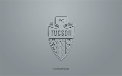 FC Tucson, creative 3D logo, gray background, American soccer team, USL League One, Arizona, USA, 3d art, soccer, FC Tucson 3d logo
