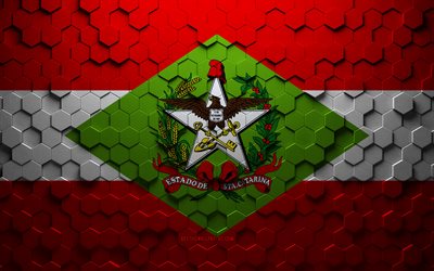 Drapeau de Santa Catarina, art en nid d&#39;abeille, drapeau des hexagones de Santa Catarina, Santa Catarina, art des hexagones 3d, drapeau de Santa Catarina