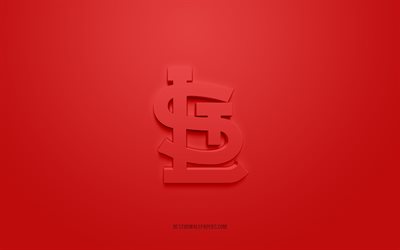 St Louis Cardinals emblem, creative 3D logo, red background, American baseball club, MLB, Missouri, USA, St Louis Cardinals, baseball, St Louis Cardinals insignia