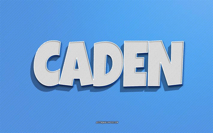 Caden, blue lines background, wallpapers with names, Caden name, male names, Caden greeting card, line art, picture with Caden name