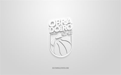 オブラドイロCAB, クリエイティブな3Dロゴ, 白背景, スペインのバスケットボールチーム, リーガACB, ガリシア, スペイン, 3Dアート, バスケットボール, オブラドイロCAB3Dロゴ