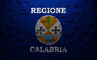 Flag of Calabria, honeycomb art, Calabria hexagons flag, Calabria, 3d hexagons art, Calabria flag