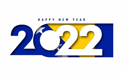 Happy New Year 2022 Bosnia and Herzegovina, white background, Bosnia and Herzegovina 2022, Bosnia and Herzegovina 2022 New Year, 2022 concepts, Bosnia and Herzegovina, Flag of Bosnia and Herzegovina
