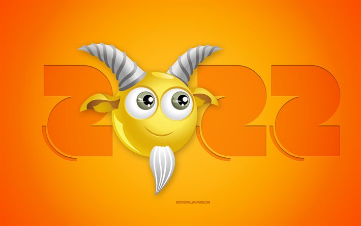 2022 Capricorn Year, Happy New Year 2022, yellow background, 3D Capricorn zodiac sign, 2022 New Year, Capricorn zodiac sign, 2022 concepts, Capricorn