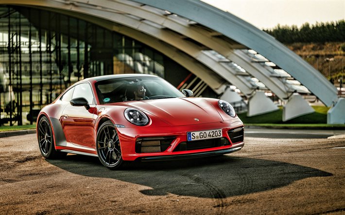 2022, Porsche 911 Carrera 4 GTS, 4k, front view, exterior, red sports coupe, red 911 Carrera 4 GTS, German sports cars, Porsche