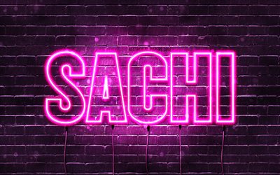 Happy Birthday Sachi, 4k, pink neon lights, Sachi name, creative, Sachi Happy Birthday, Sachi Birthday, popular japanese female names, picture with Sachi name, Sachi