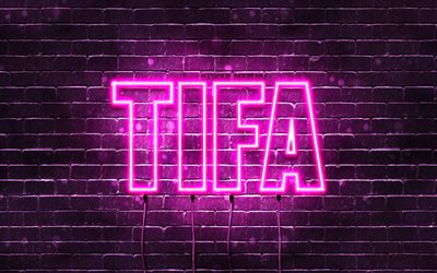 Happy Birthday Tifa, 4k, pink neon lights, Tifa name, creative, Tifa Happy Birthday, Tifa Birthday, popular japanese female names, picture with Tifa name, Tifa