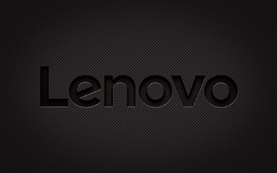 Lenovo karbon logosu, 4k, grunge sanat, karbon arka plan, yaratıcı, Lenovo siyah logo, markalar, Lenovo logosu, Lenovo