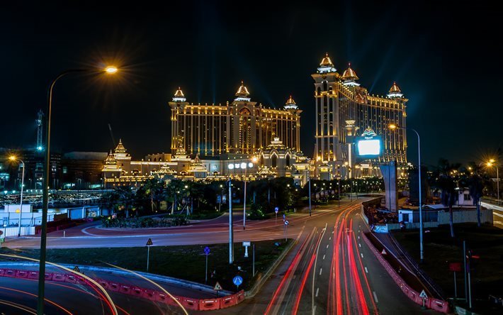 Galaxy Macau, Macau, hotell, natt, Kina