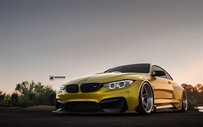 BMW M4, 2016, Vorsteiner GTRS4, golden BMW, golden M4, tuning M4
