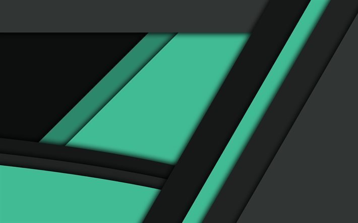geometri, &#231;izgiler, 5 yeşil, gri, siyah, Android, Lollipop