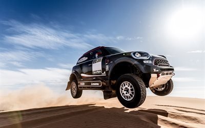 MINI John Cooper Works Rally, SUVs, saltar, desierto de 2017, los coches, offroad