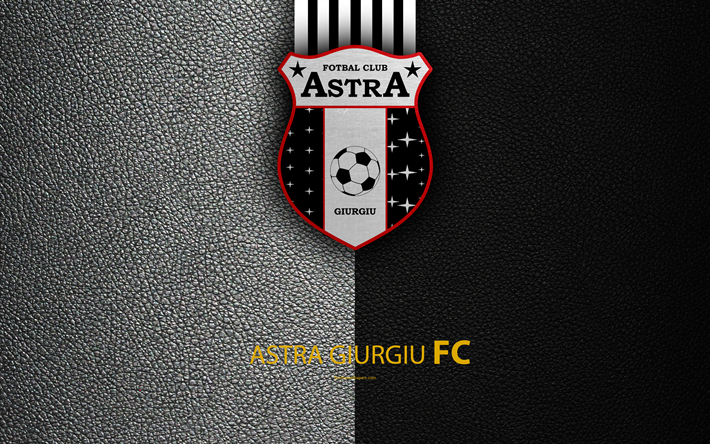 AFC Astra Giurgiu, logo, effetto pelle, 4k, rumeno di club di calcio, Liga I, la Prima Lega, Giurgiu, Romania, calcio
