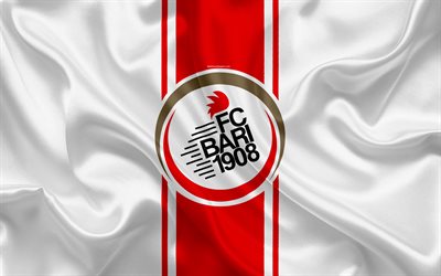 Bari FC, 4k, Serie B, football, leather texture, emblem, Bari logo, Italian football club, Ascoli Piceno, Italy