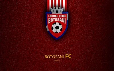 FC Botosani, logo, leather texture, 4k, Romanian football club, Liga I, First League, Botosani, Romania, football