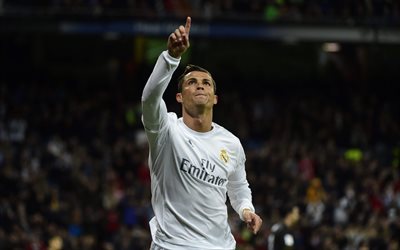 Cristiano Ronaldo, Real Madrid, 4k, fotboll stj&#228;rna, Portugisisk fotbollsspelare, La Liga, Spanien