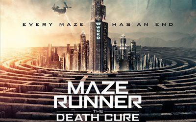 maze runner, the death cure, 2018, poster, neue filme, dylan obrien, kaya scodelario, thomas brodie-sangster