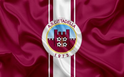 AS Cittadella, 4k, Serie B, football, silk texture, emblem, silk flag, Cittadella FC logo, Italian football club, Cittadella, Italy