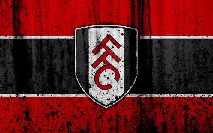 4k, FC Fulham, grunge, HAZIRLIK Şampiyonası, sanat, futbol, futbol kul&#252;b&#252;, İngiltere&#39;nin Fulham, logo, taş doku, Fulham FC