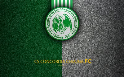CS Concordia Chiajna, logotipo, textura de cuero, 4k, rumano club de f&#250;tbol de la Liga I, Primero de la Liga, Kjazhna, Rumania, f&#250;tbol