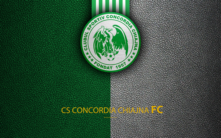 CS Concordia Chiajna, logo, deri dokusu, 4k, Romen Futbol Kul&#252;b&#252;, Lig, Birinci Lig, Kjazhna, Romanya, futbol