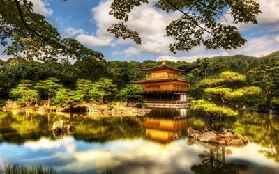 Ryoanji-Temppeli, 4k, HDR, japanilainen maamerkkej&#228;, Ryoanji Zen-Puutarha, Kioton, Japani