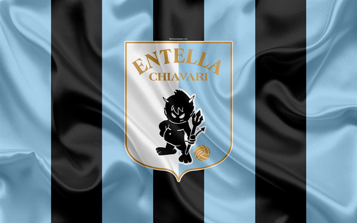 Virtus Entella FC, 4k, Serie B, le football, la texture de la soie, l&#39;embl&#232;me, le drapeau de soie, Entella logo, italien, club de football, Chiavari, Italie