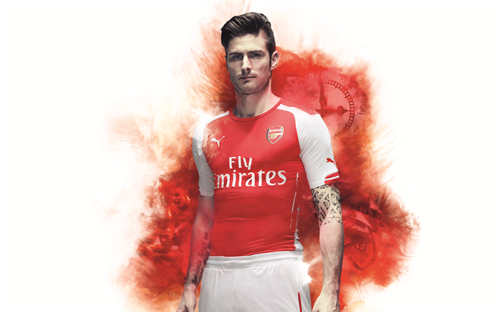 Olivier Giroud, 4k, l&#39;arte, Il tecnico dell&#39;Arsenal, Arsenal FC, calcio, Premier League, i calciatori, l&#39;Arsenal