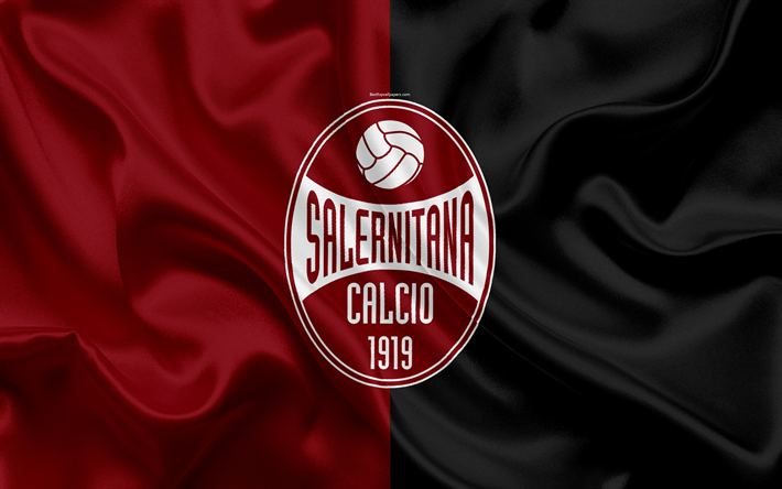 لنا Salernitana 1919, 4k, دوري الدرجة الثانية, كرة القدم, نسيج الحرير, شعار, الحرير العلم, الإيطالي لكرة القدم, ساليرنو, إيطاليا, Salernitana FC