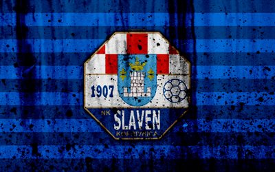 4k, le FC Slaven Belupo, grunge, HNL, de l&#39;art, de football, club de football, la Croatie, NK Slaven Belupo, le logo, la texture de pierre, Slaven Belupo FC