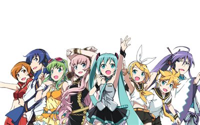 MEİKO, Hatsune Miku, Kagamine Len, KAİTO, Kagamine Rin, Megurine Luka Vocaloid, anime karakterler, manga