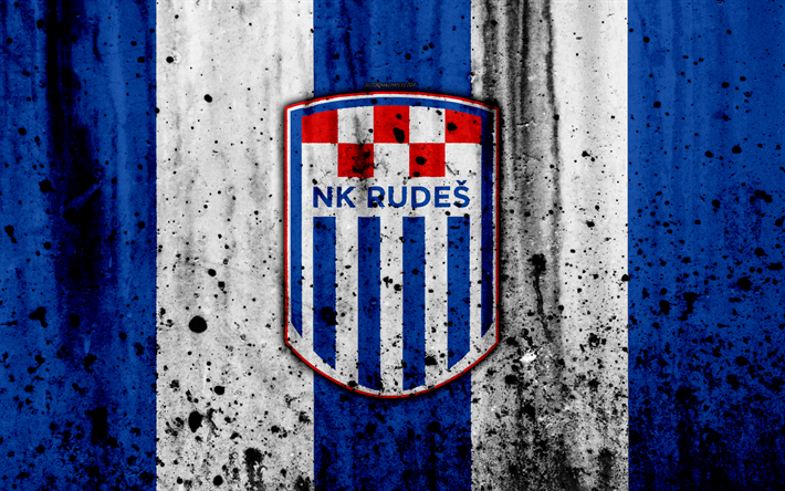 4k, FC Rudes, grunge, HNL, art, soccer, football club, Croatia, NK Rudes, logo, stone texture, Rudes FC