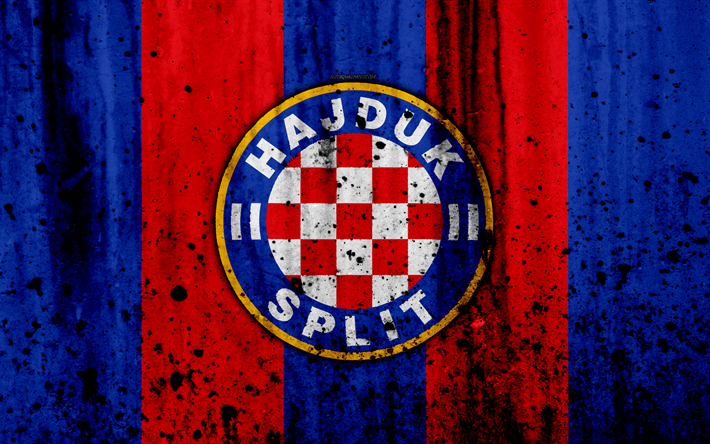 4k, FC Hajduk Split, grunge, HNL, art, soccer, football club, Croatia, HNK Hajduk Split, logo, stone texture, Hajduk Split FC