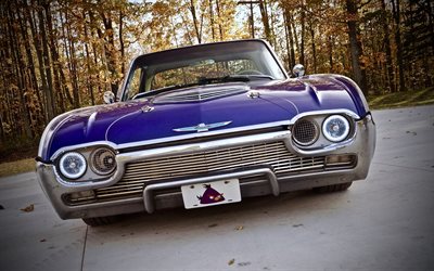 Ford Thunderbird, 4k, voitures r&#233;tro, 1964 voitures, tuning, voitures am&#233;ricaines, Ford