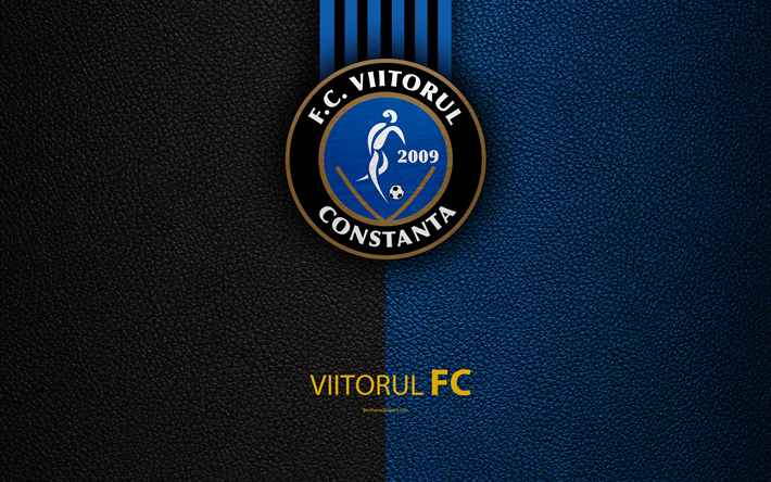FC Viitorul, logotipo, textura de cuero, 4k, rumano club de f&#250;tbol de la Liga I, Primero de la Liga, Constanta, Rumania, f&#250;tbol