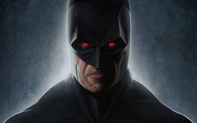 Batman, gli occhi rossi, la notte, supereroi, opere d&#39;arte, Bat-man