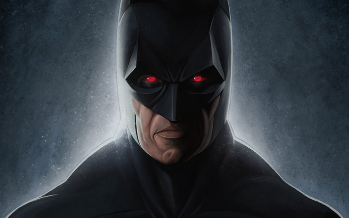 Batman, red eyes, night, superheroes, artwork, Bat-man