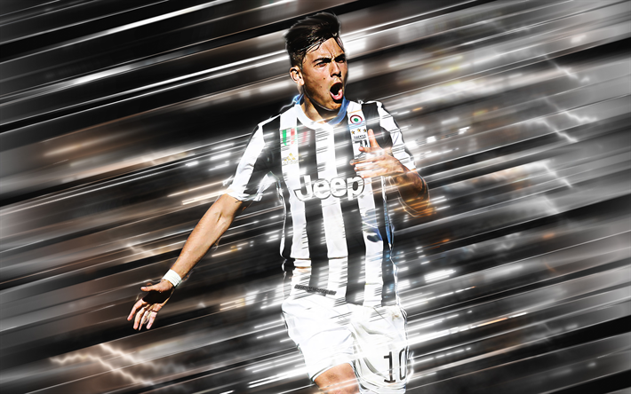 Paulo Dybala, striker, Juventus FC, art, Argentinian footballer, portrait, goal, Serie A, Italy, soccer, young talented soccer players, Dybala