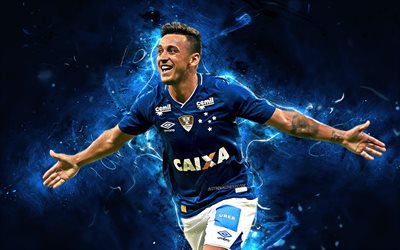 Robinho, goal, Cruzeiro FC, brazilian footballers, soccer, Brazilian Serie A, joy, Robson Michael Signorini, football, midfielder, neon lights, Brazil