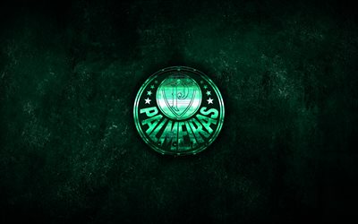 Palmeiras FC, Sociedade Esportiva Palmeiras, green creative logo, brazilian football club, green steel logo, iron emblem, sao paulo, brazil, Serie A, football, green metal background