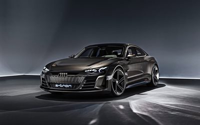 Audi E-Tron GT Concept, 2019, 4k, front view, exterior, sport electric car, sedan, new E-Tron GT, German electric cars, Audi