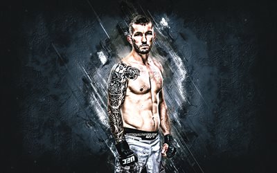 Steven Ray, UFC, MMA, Scottish fighter, gray stone background, creative art