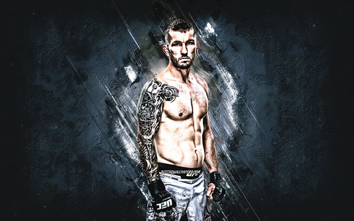 Steven Ray, UFC, MMA, combattente scozzese, sfondo di pietra grigia, arte creativa